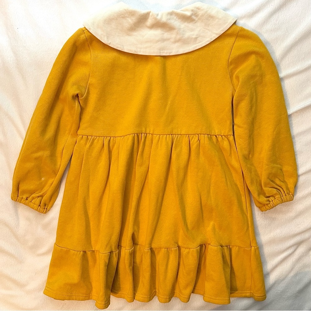 Boutique Lilipurri Babydoll Long Sleeve Dress 7-8 Girls Yellow Flower Collar - Picture 3 of 8